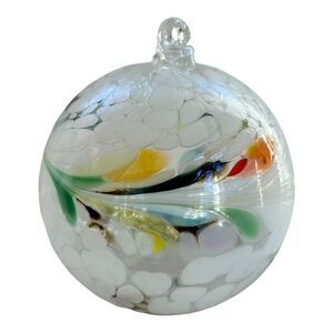 Zorza Polish Blown Art Glass Ball Christmas Ornament  approx 4" Hand Made new‎